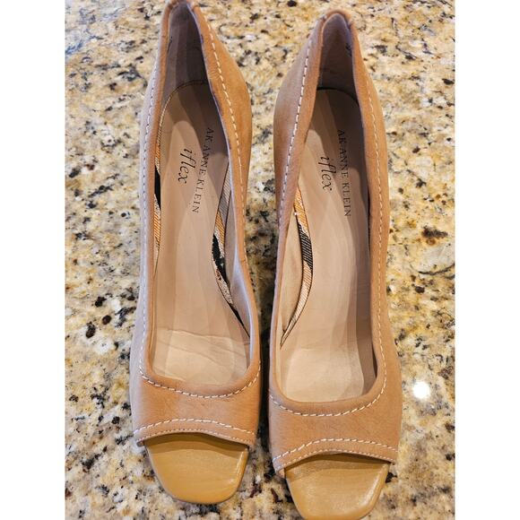 Ann klein poplar I flex 8 M wedges blue striped heel boho open toe career casual - Picture 2 of 8